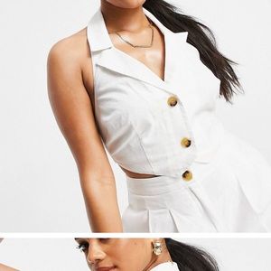 ASOS crop top linen halter